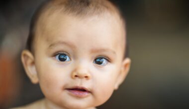 Close-up of a baby's face with wide eyes